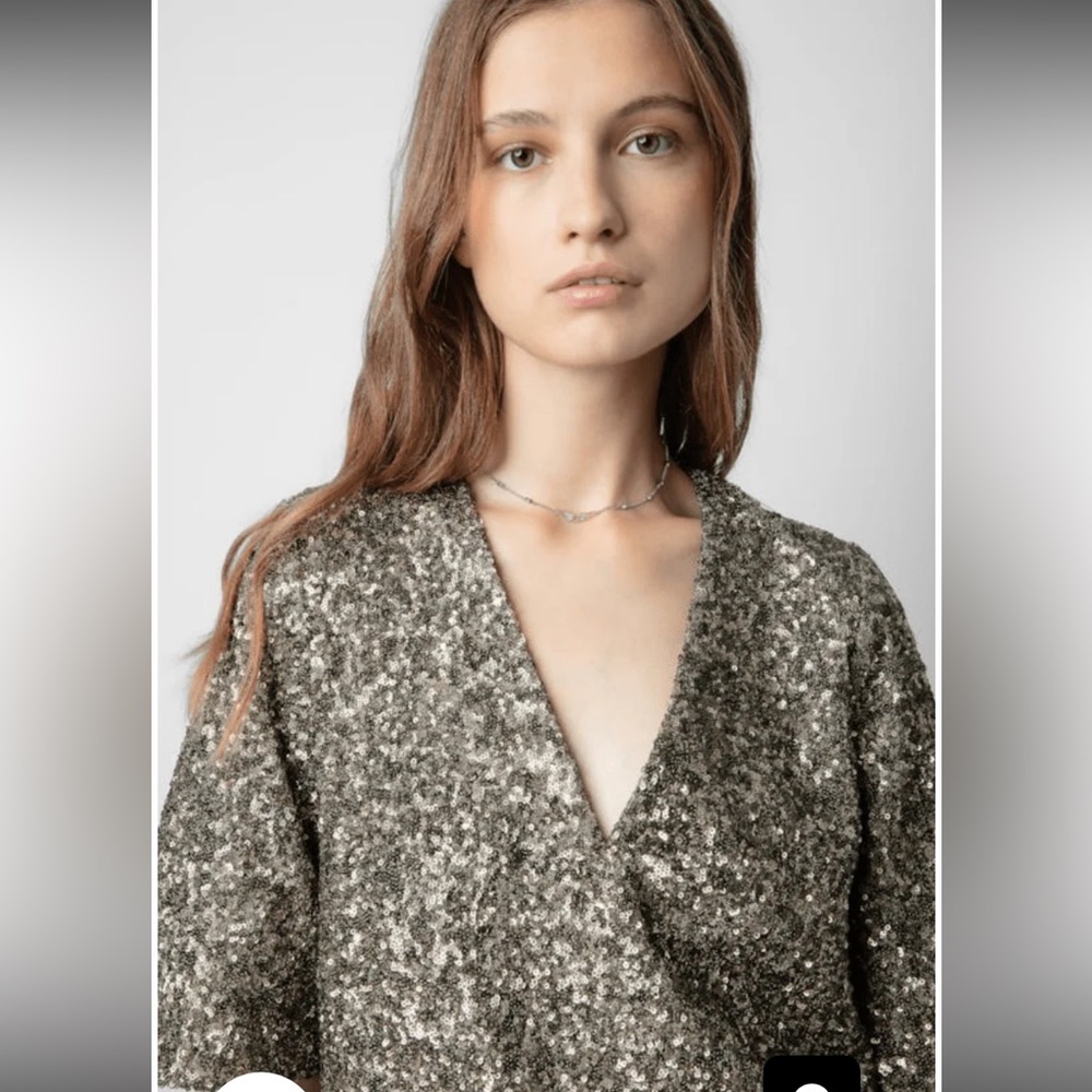 Zadig & Voltaire Bronze Tytane Sequin Blouse